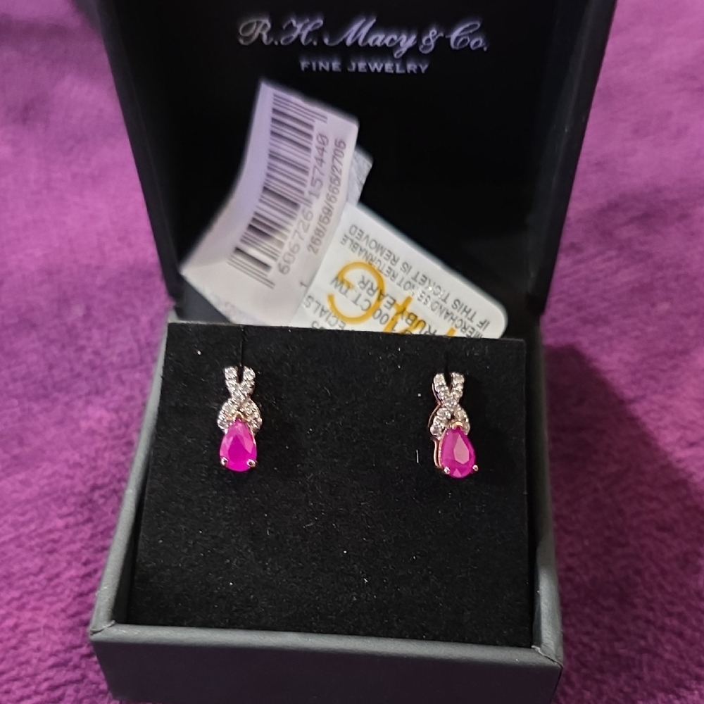 14K Gold Ruby & Diamond Earrings